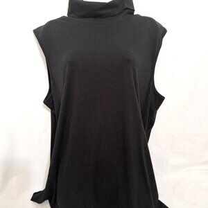 NWT C.J. Banks Turtleneck Knit Shell Top 3X Cotton Sleeveless Black